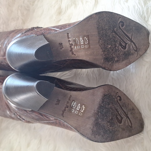 Free People Tall Brown Crocodile Embossed Boots - Picture 8 of 14